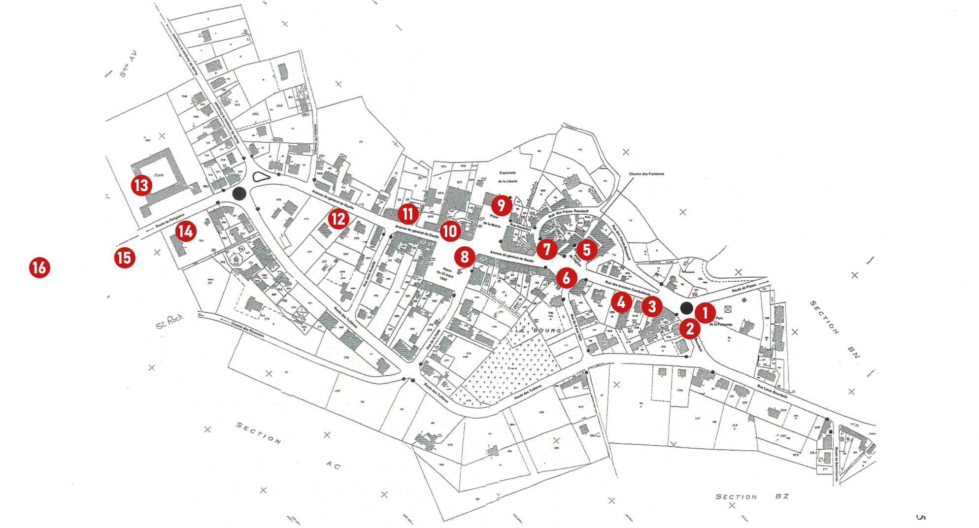 Plan Les chemins de la Mémoire Rouffignac Dordogne
