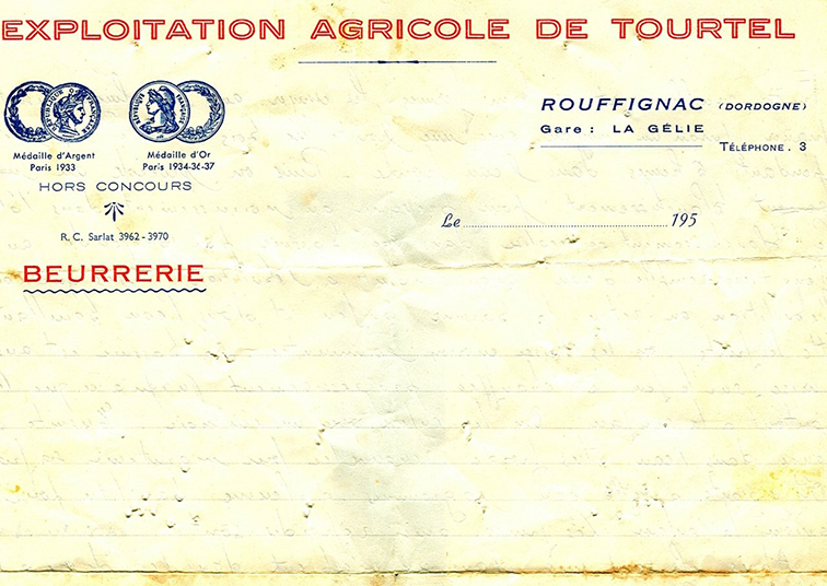 Facture Exploitation Beurrerie de Tourtel Rouffignac Dordogne